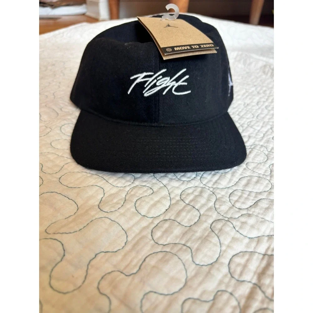 Jordan Flight Wool Blend Strapback Hat Black Embroidered Jumpman M/L
